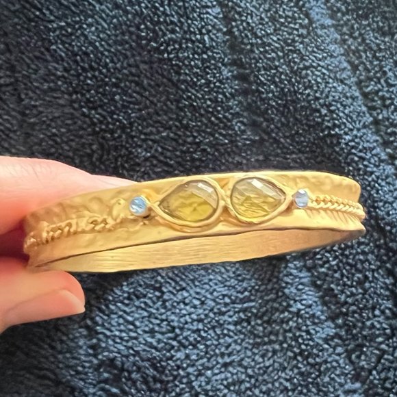 Loft Gold Hammered Bangle with Stones - Picture 2 of 3